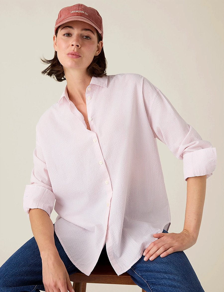 Lexington Clothing - Casual Seersucker Shirt - langärmlige hemden - pink/white stripe - 3