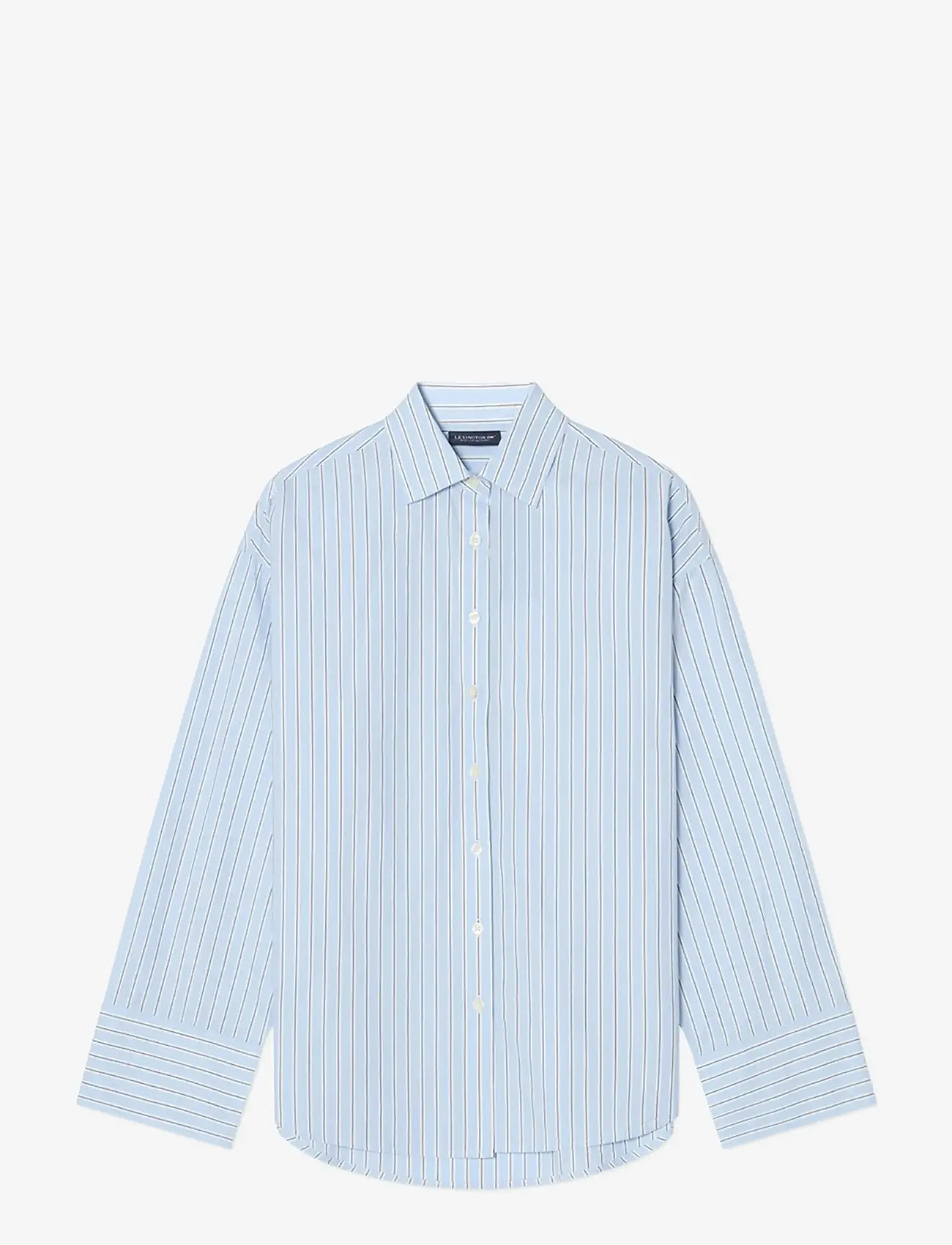 Lexington Clothing - Casual Organic Cotton Poplin Shirt - långärmade skjortor - blue multi stripe - 0