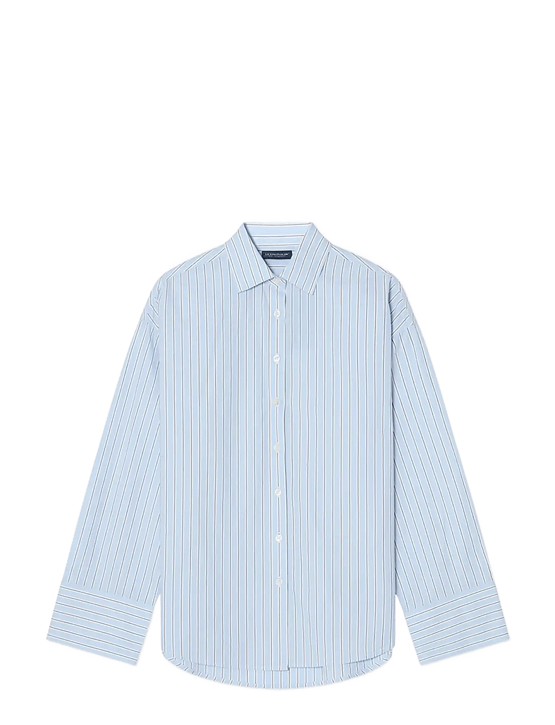 Lexington Clothing - Casual Organic Cotton Poplin Shirt - långärmade skjortor - blue multi stripe - 0