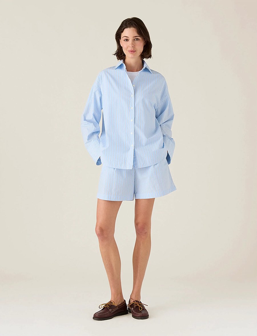 Lexington Clothing - Casual Organic Cotton Poplin Shirt - long-sleeved shirts - blue multi stripe - 0