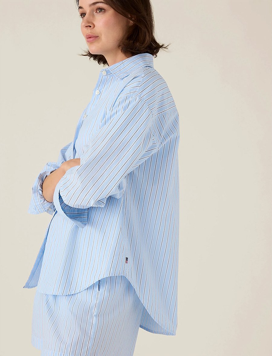 Lexington Clothing - Casual Organic Cotton Poplin Shirt - long-sleeved shirts - blue multi stripe - 3