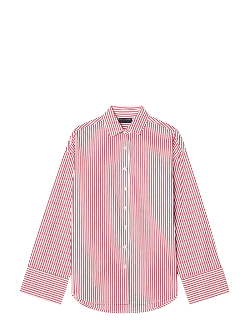 Lexington Clothing - Casual Organic Cotton Poplin Shirt - langärmlige hemden - red/white stripe - 0