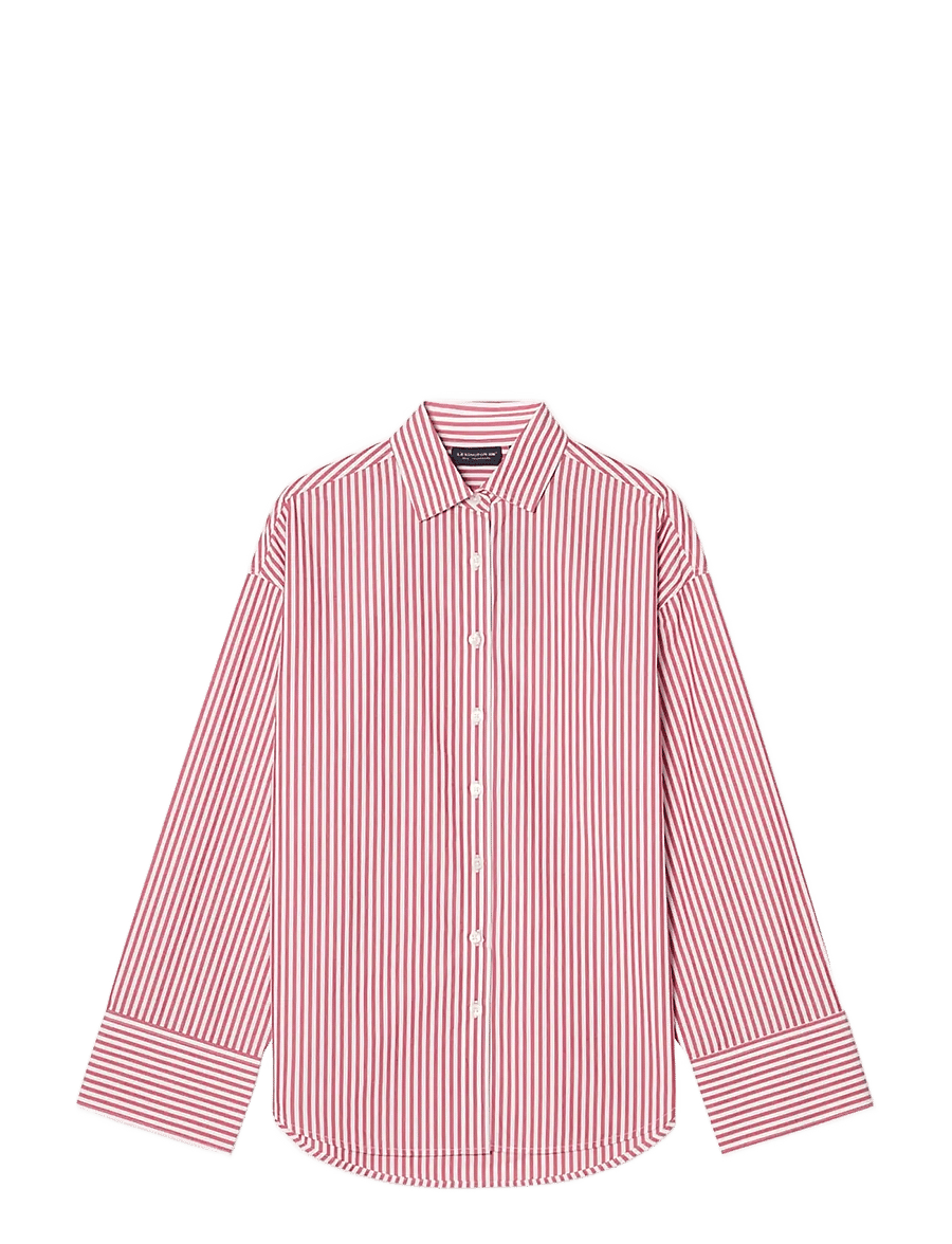 Lexington Clothing - Casual Organic Cotton Poplin Shirt - langærmede skjorter - red/white stripe - 1