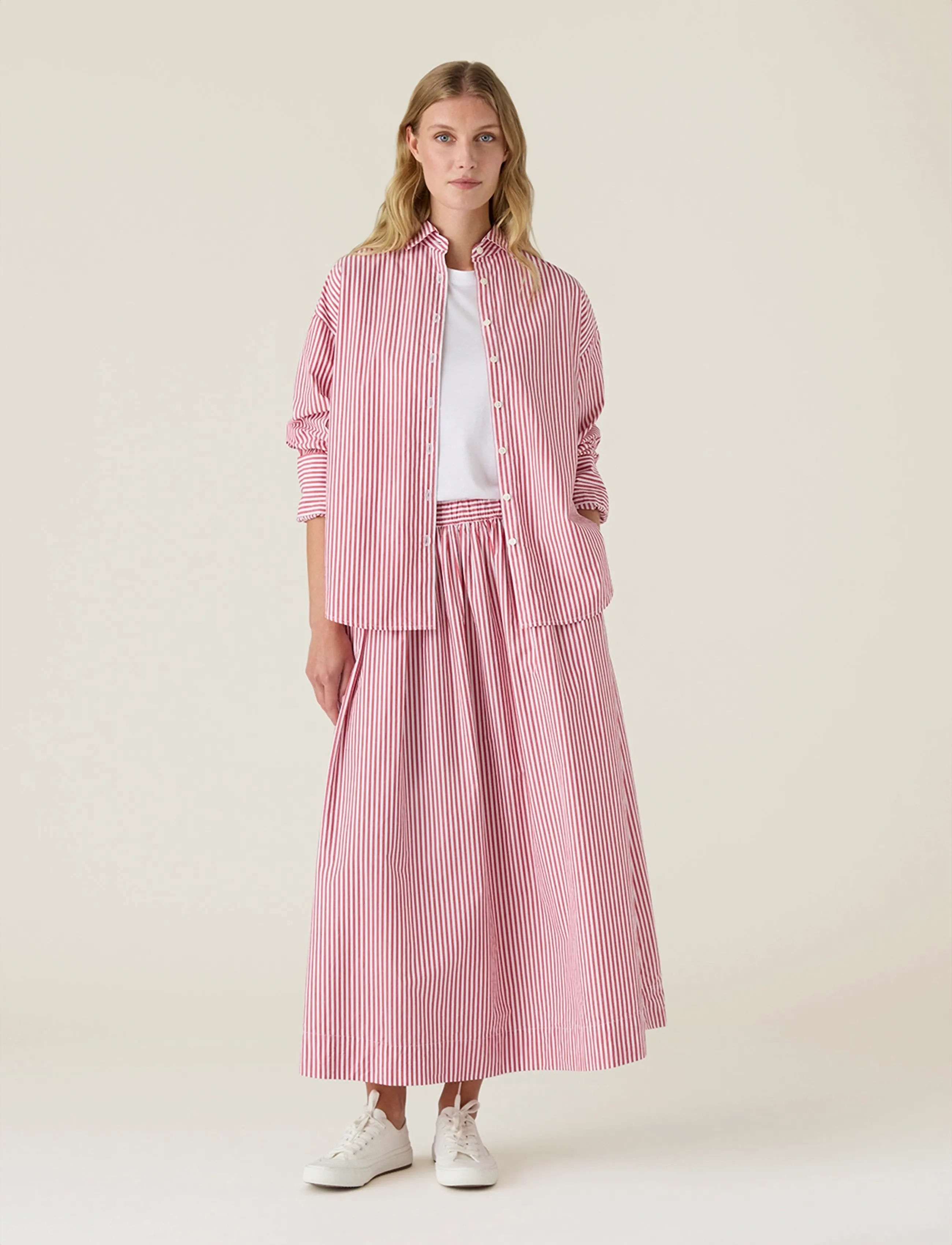 Lexington Clothing Casual Organic Cotton Poplin Shirt - Bluser & Skjorter - RED/WHITE STRIPE / red