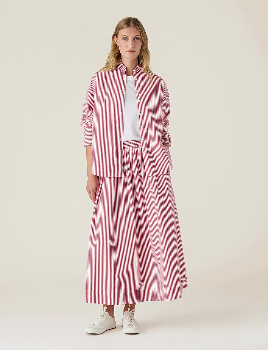 Lexington Clothing - Casual Organic Cotton Poplin Shirt - langærmede skjorter - red/white stripe - 0