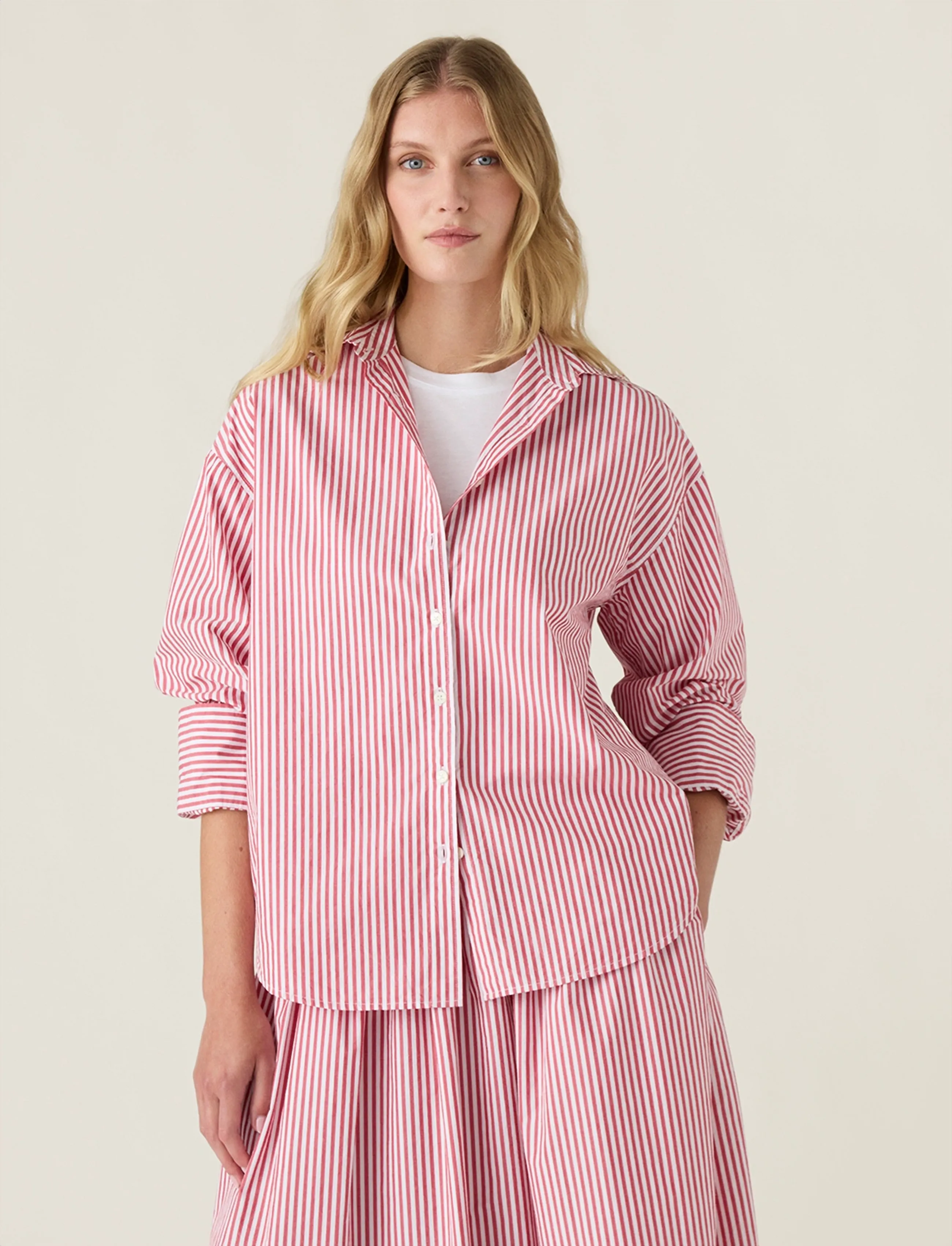 Lexington Clothing - Casual Organic Cotton Poplin Shirt - langærmede skjorter - red/white stripe - 3