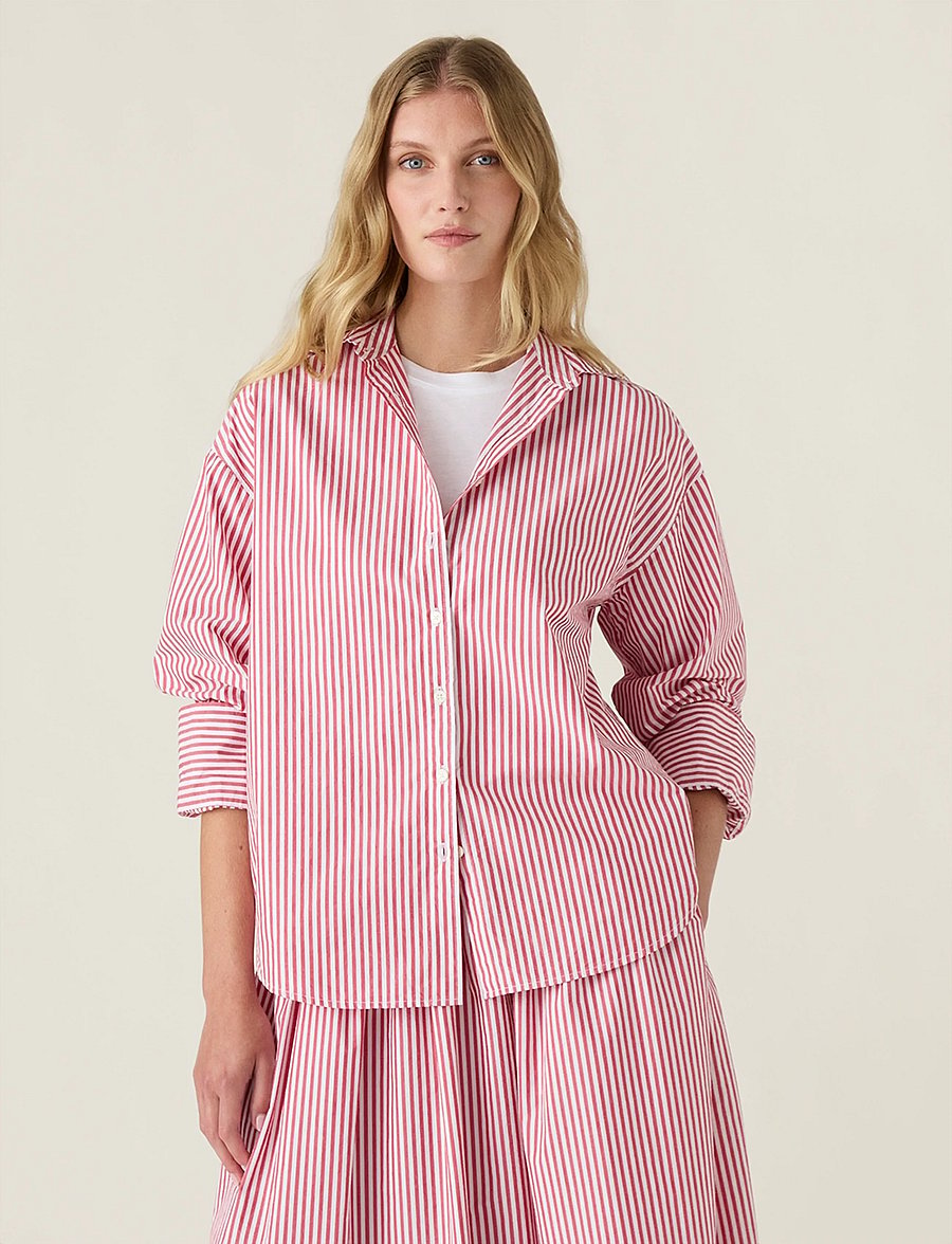 Lexington Clothing - Casual Organic Cotton Poplin Shirt - langærmede skjorter - red/white stripe - 3