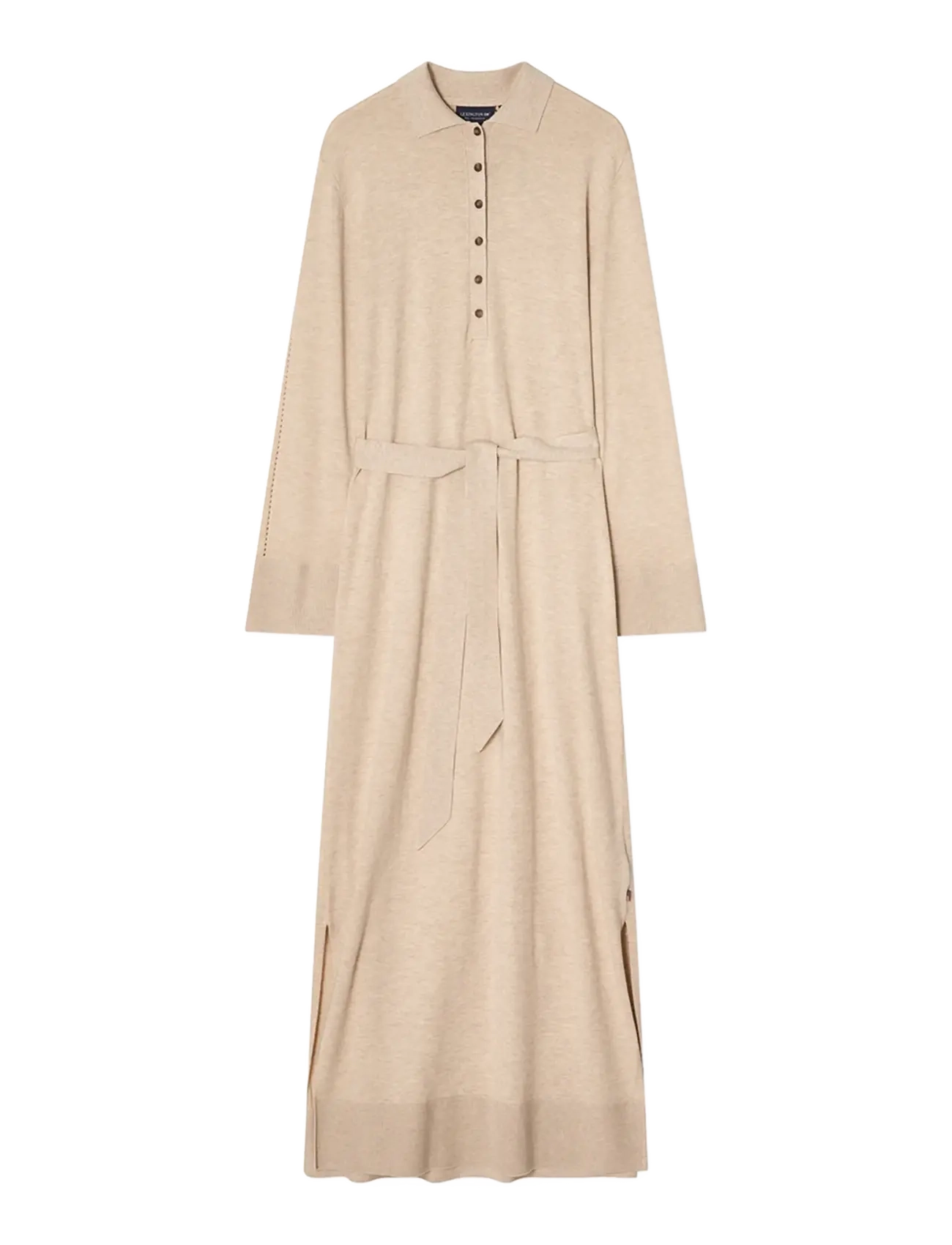 Lexington Clothing Belted Knitted Polo Dress - Lexington Clothing - BEIGE MELANGE / beige
