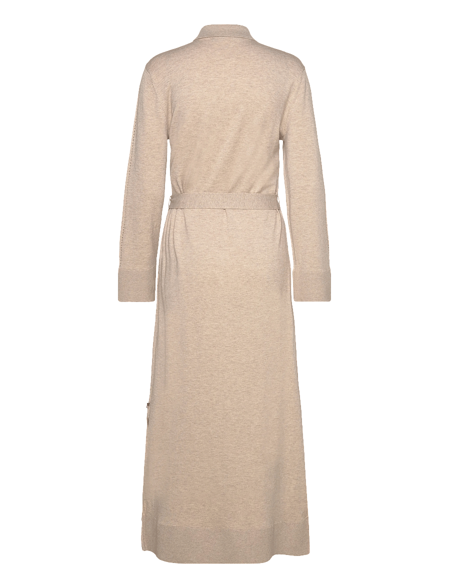 Lexington Clothing - Belted Knitted Polo Dress - kootud kleidid - beige melange - 2