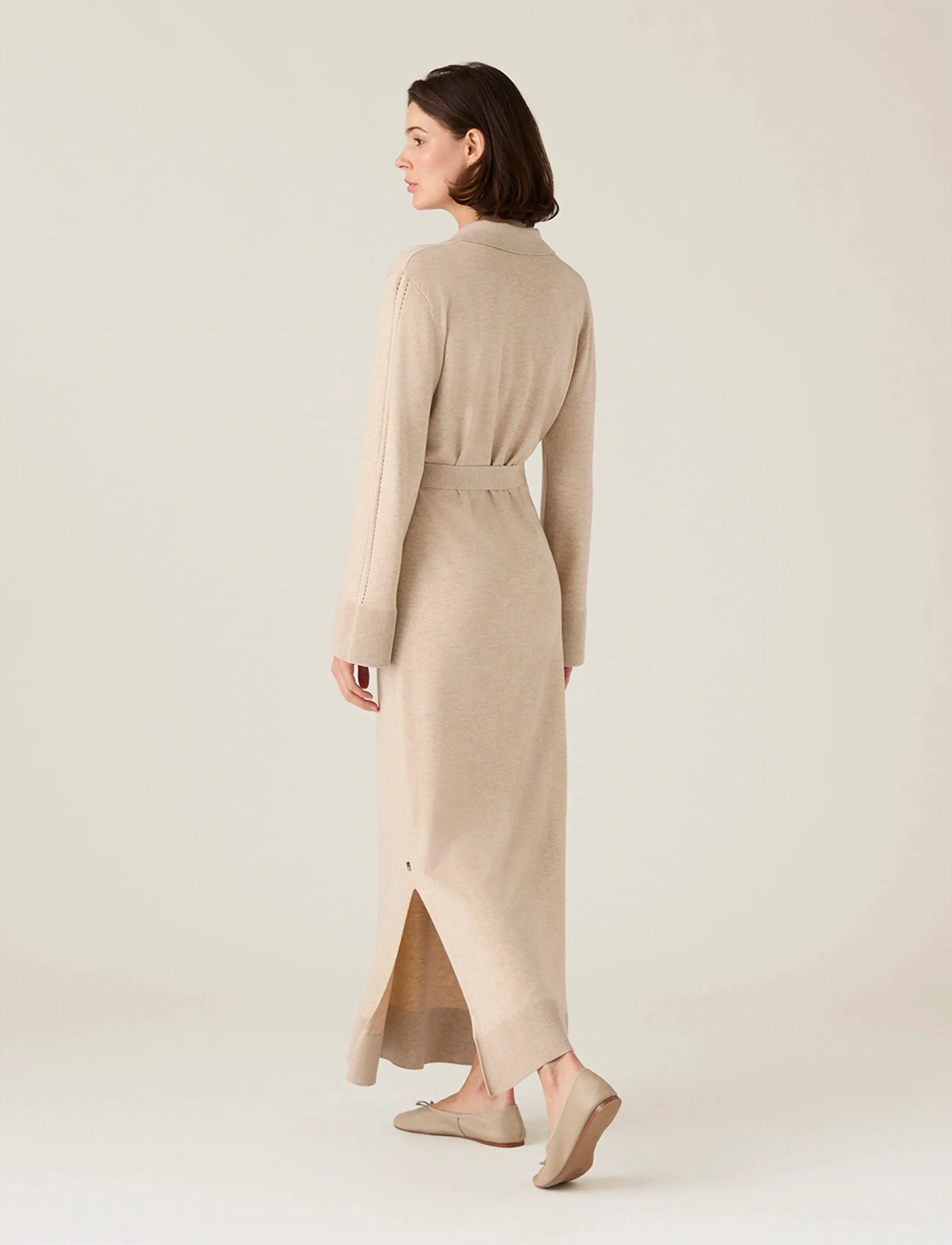 Lexington Clothing - Belted Knitted Polo Dress - strickkleider - beige melange - 5
