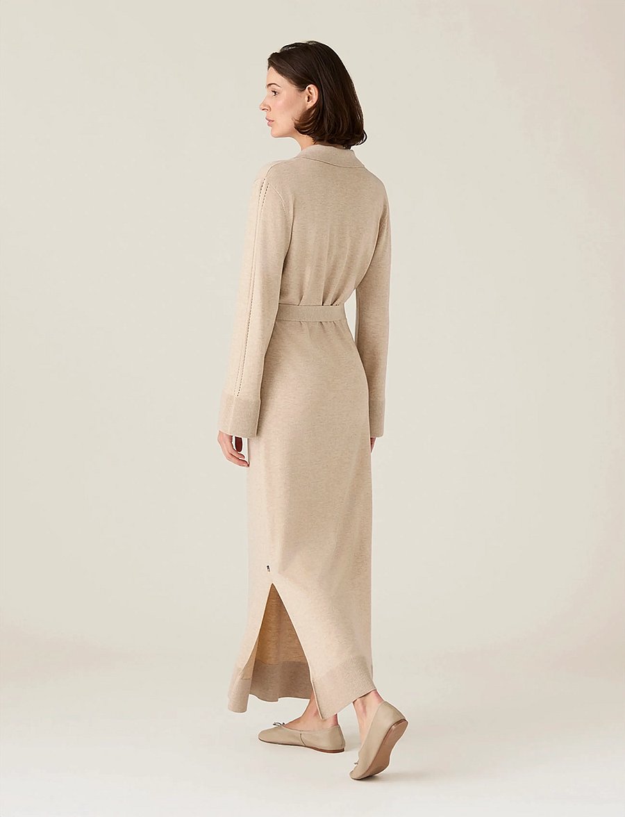 Lexington Clothing - Belted Knitted Polo Dress - kootud kleidid - beige melange - 5
