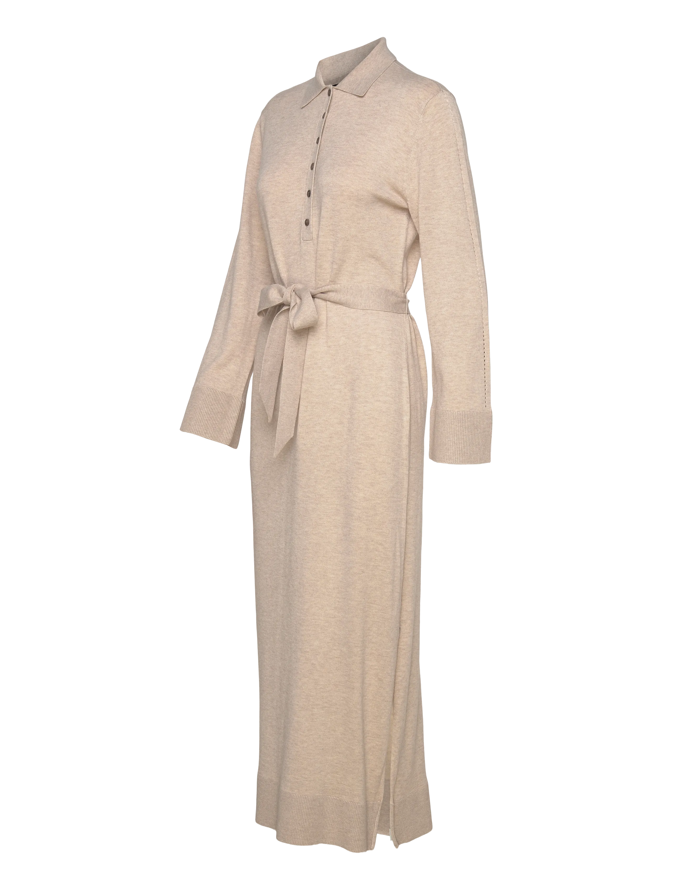 Lexington Clothing - Belted Knitted Polo Dress - strickkleider - beige melange - 3