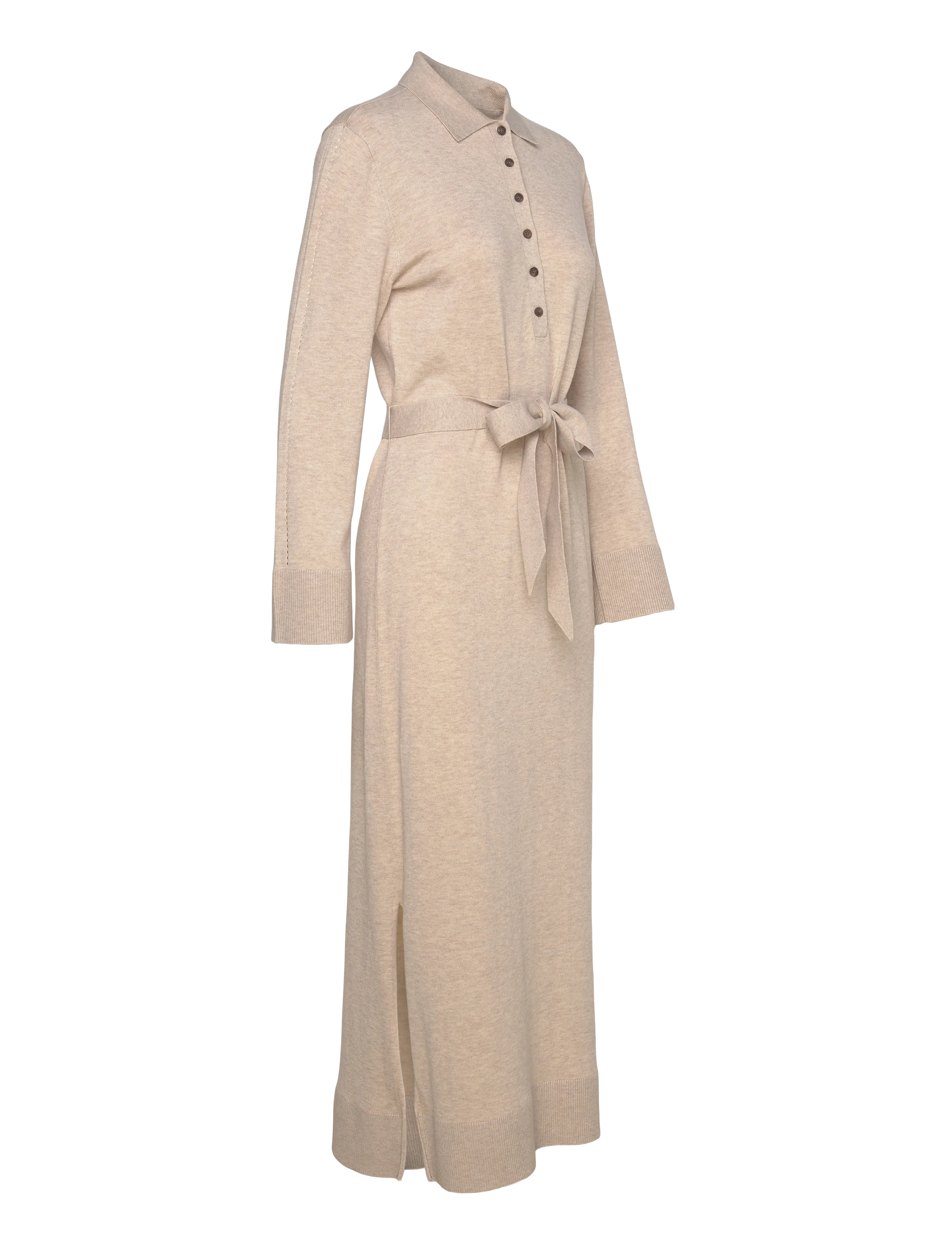 Lexington Clothing - Belted Knitted Polo Dress - strickkleider - beige melange - 4