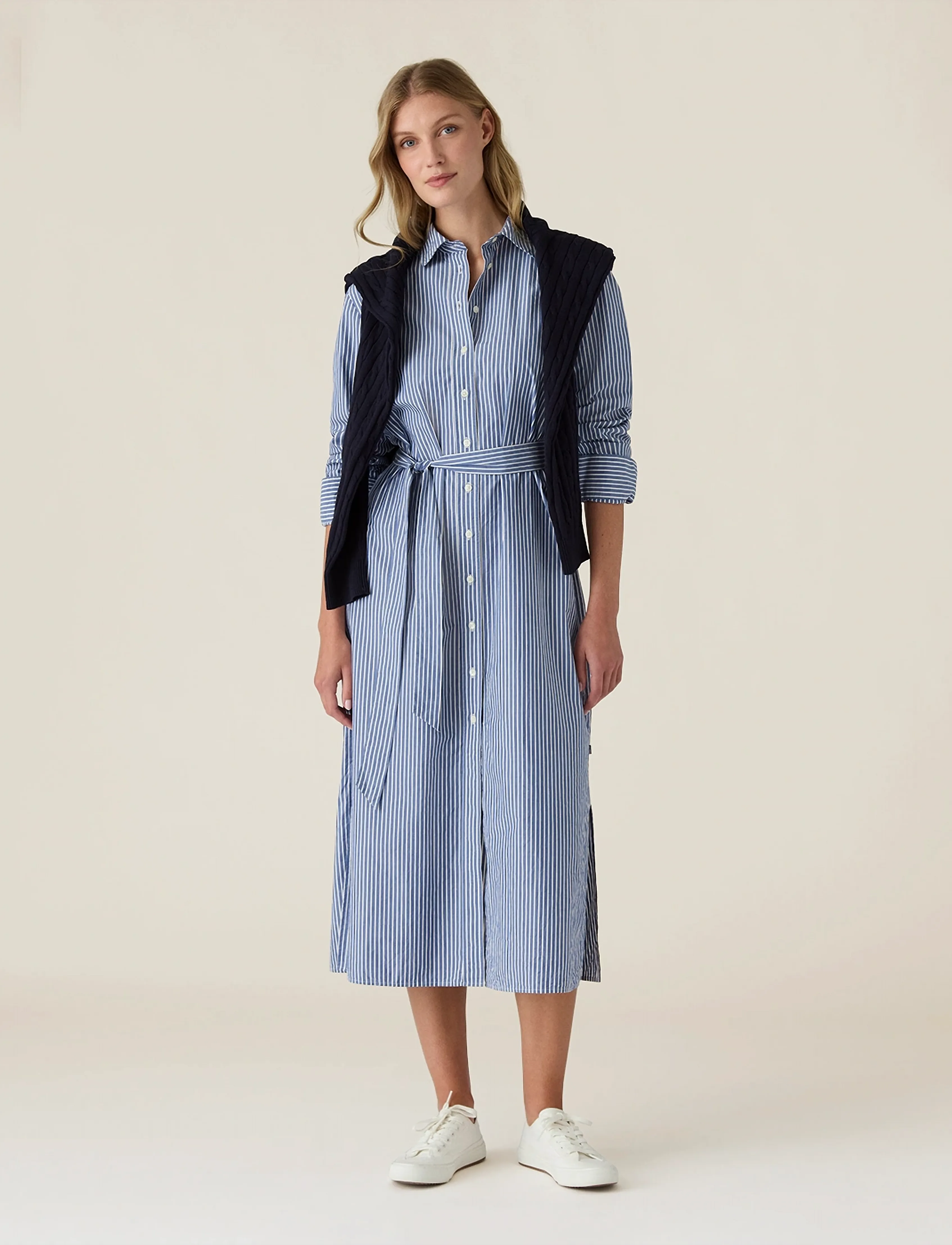 Lexington Clothing Casual Long Poplin Shirtdress - Hemdkleider - BLUE/WHITE STRIPE / blue