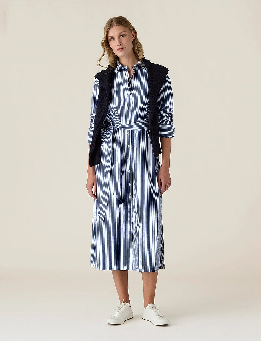 Lexington Clothing - Casual Long Poplin Shirtdress - skjortekjoler - blue/white stripe - 0