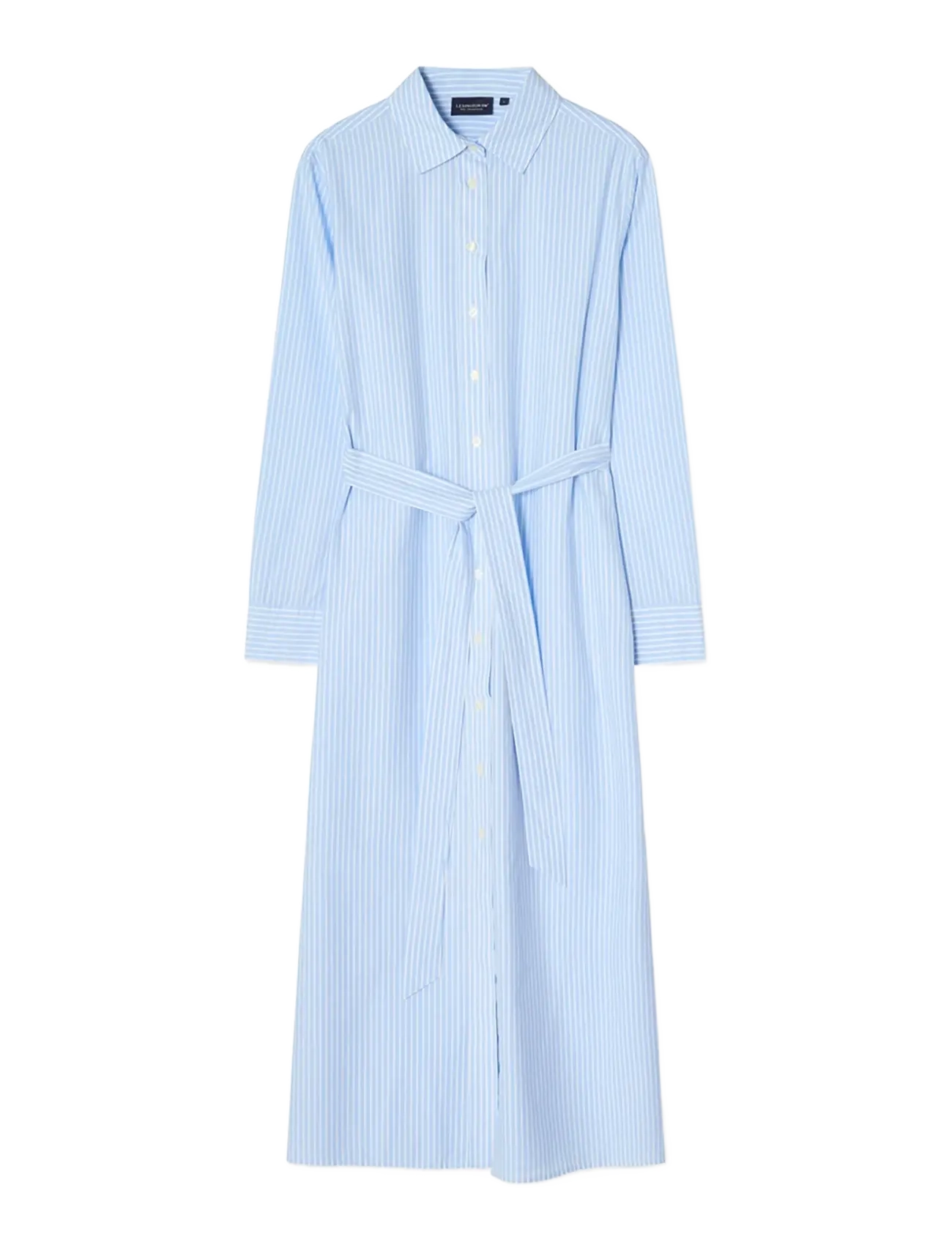 Casual Long Poplin Shirtdress - LT BLUE/WHITE STRIPE