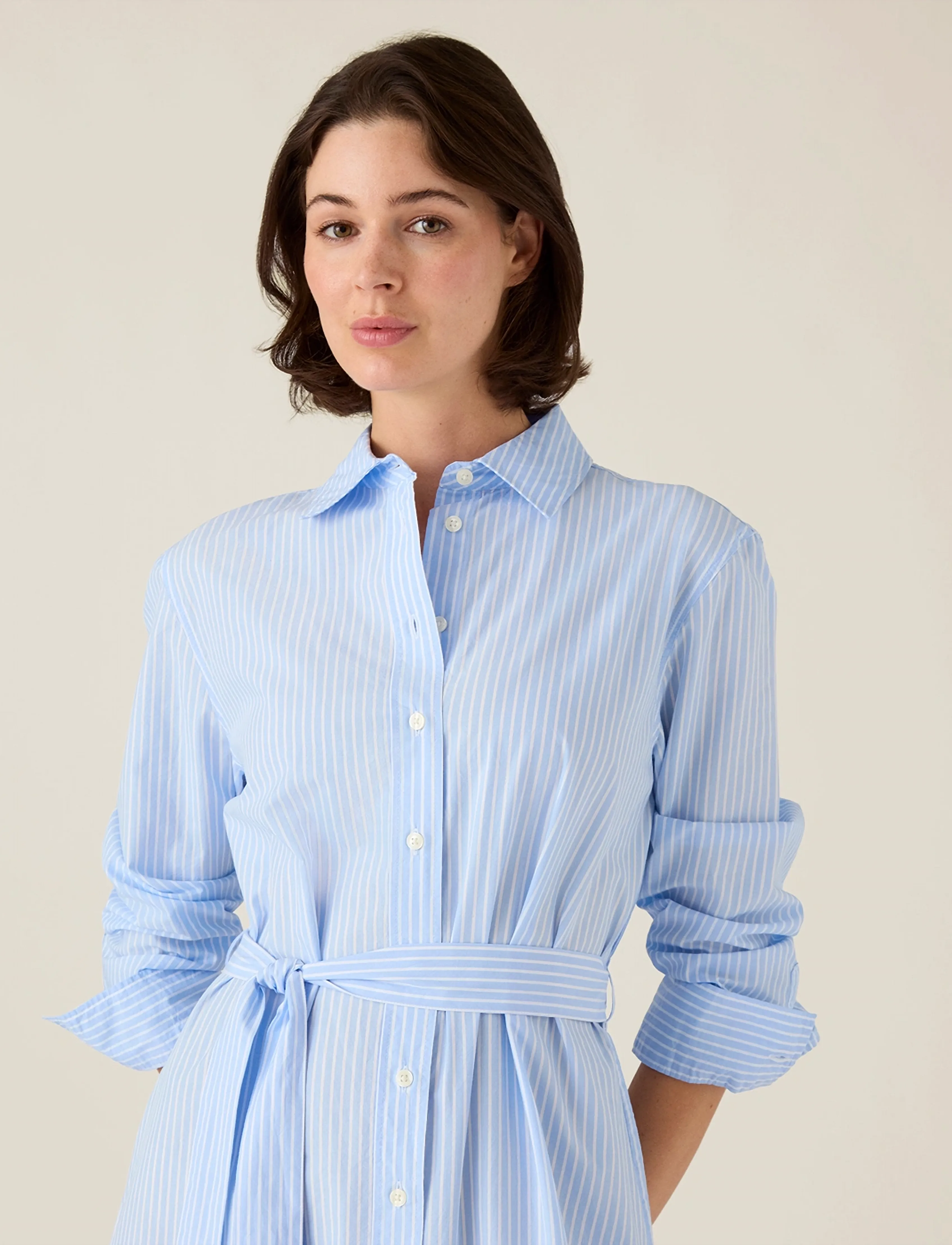 Lexington Clothing Casual Long Poplin Shirtdress - Kleidung - LT BLUE/WHITE STRIPE / blue