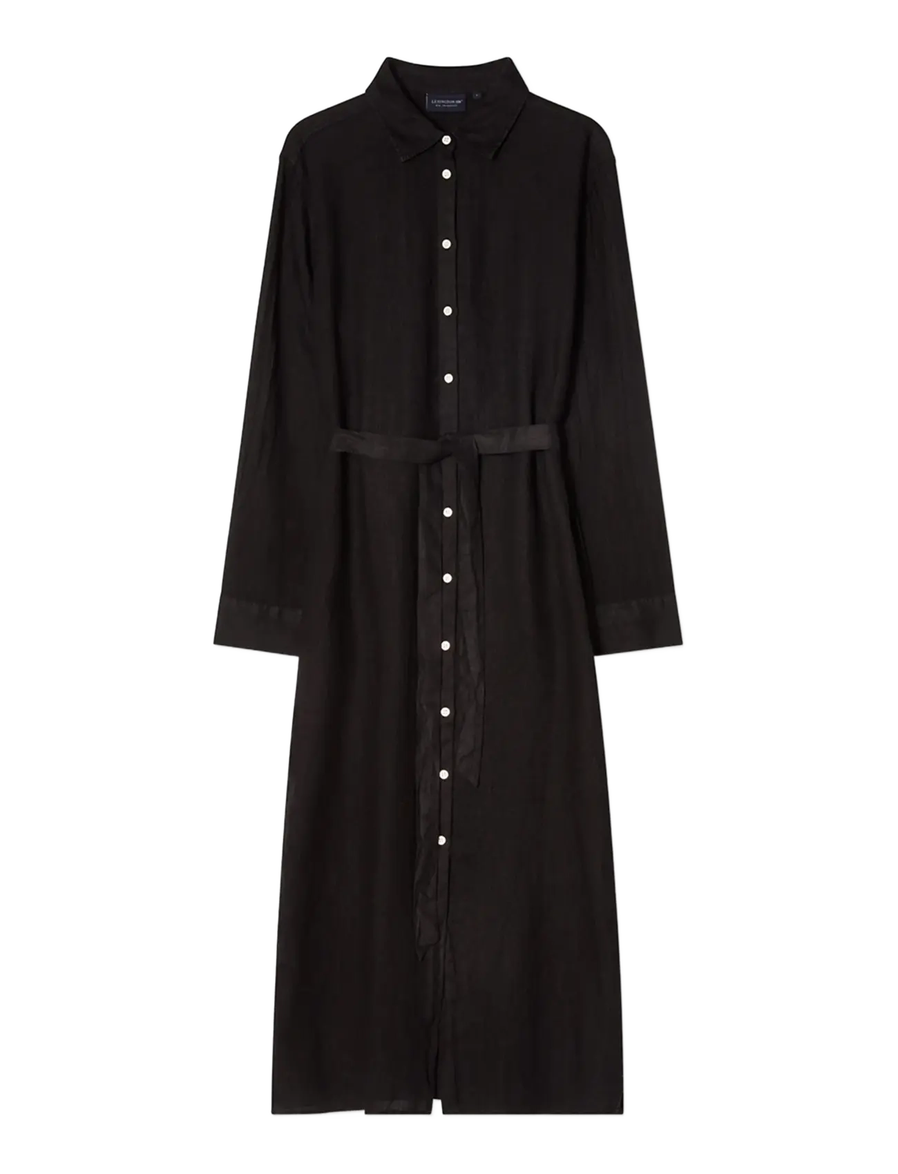 LEXINGTON CLOTHING Long Linen Shirt Kleid Schwarz - L - Damen