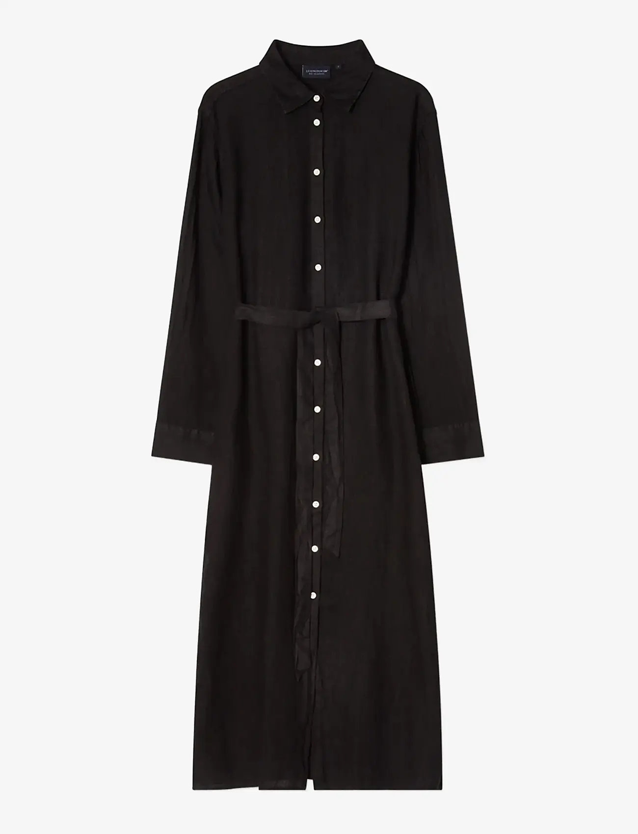 Lexington Clothing - Long Linen Shirt Dress - hemdkleider - black - 1