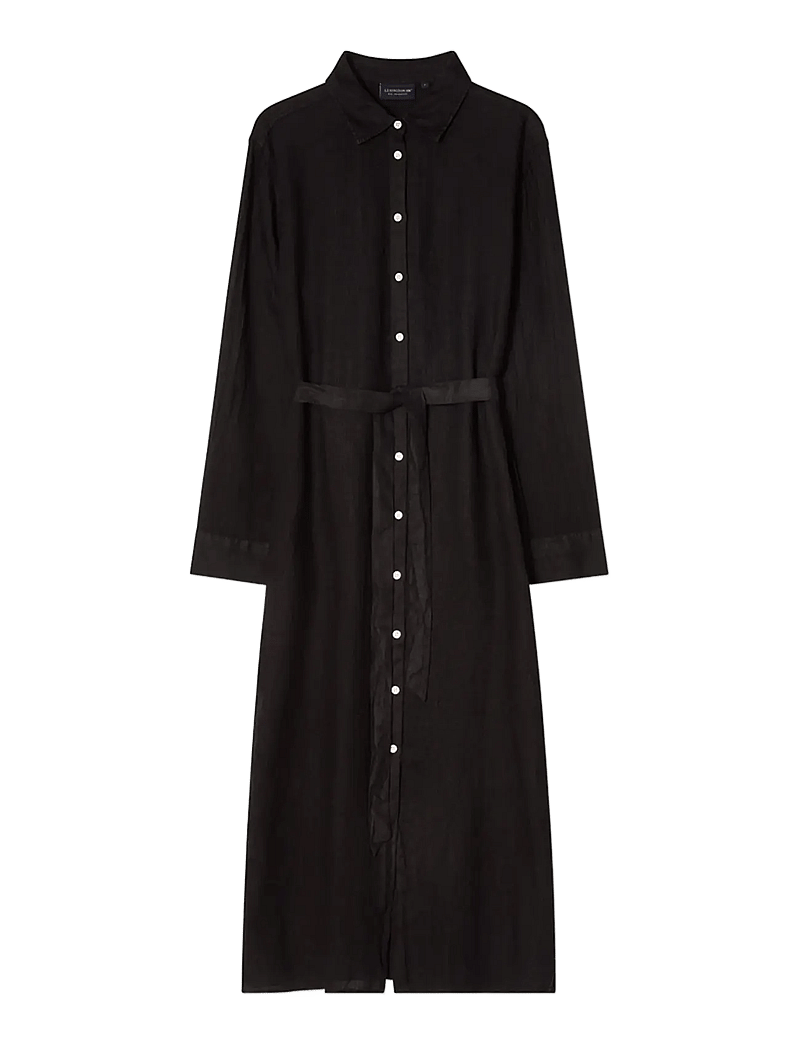 Lexington Clothing - Long Linen Shirt Dress - hemdkleider - black - 1