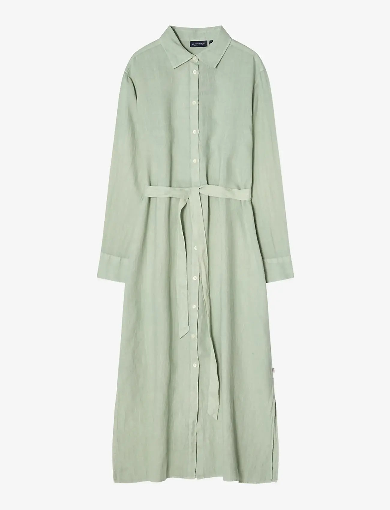 Lexington Clothing - Long Linen Shirt Dress - skjortklänningar - green - 1