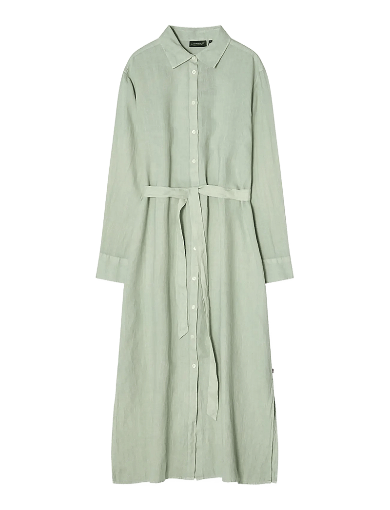 Lexington Clothing - Long Linen Shirt Dress - skjortklänningar - green - 1