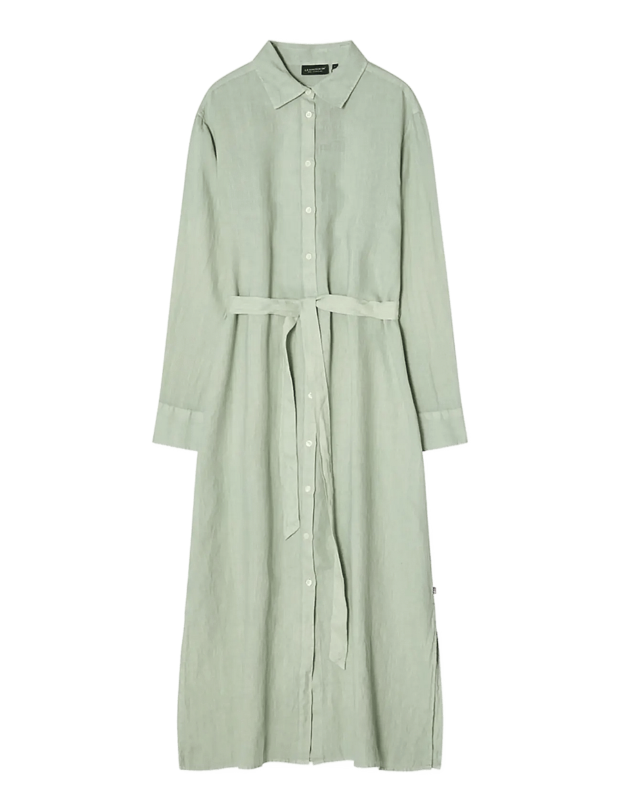 Lexington Clothing - Long Linen Shirt Dress - shirt dresses - green - 1