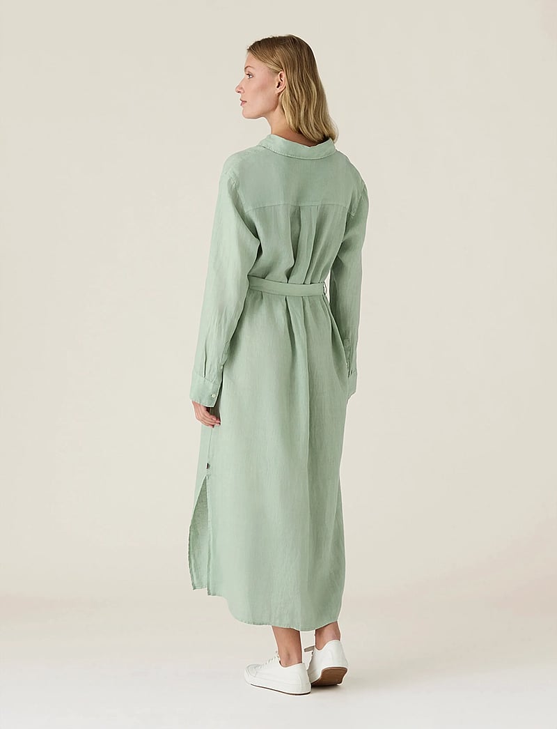 Lexington Clothing - Long Linen Shirt Dress - skjortklänningar - green - 2