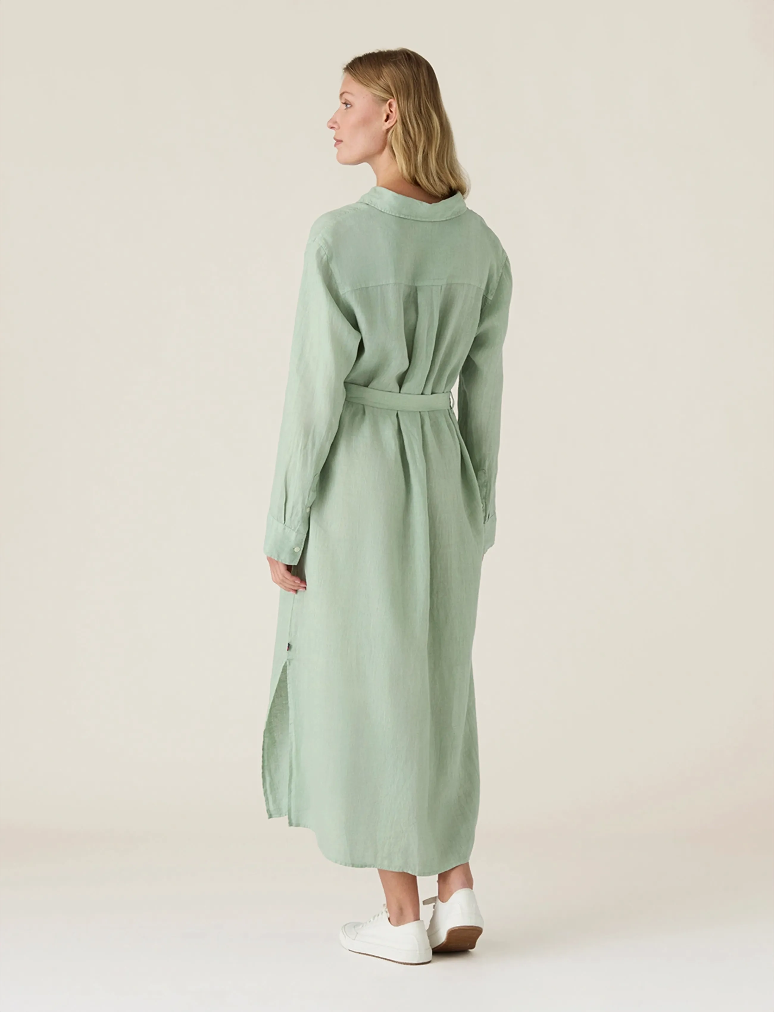 Lexington Clothing - Long Linen Shirt Dress - shirt dresses - green - 2