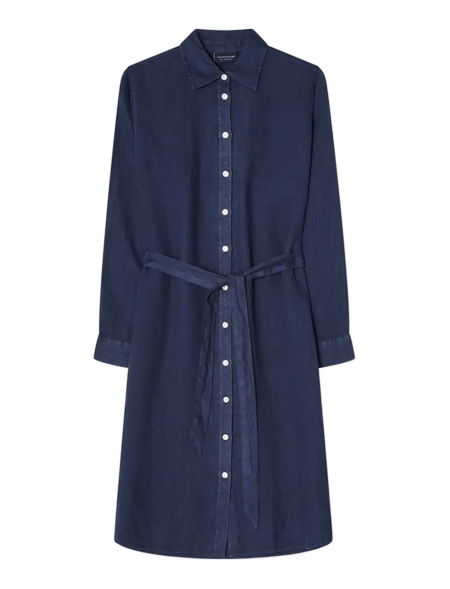 Lexington Clothing - Linen Shirt Dress - marškinių tipo suknelės - navy - 1