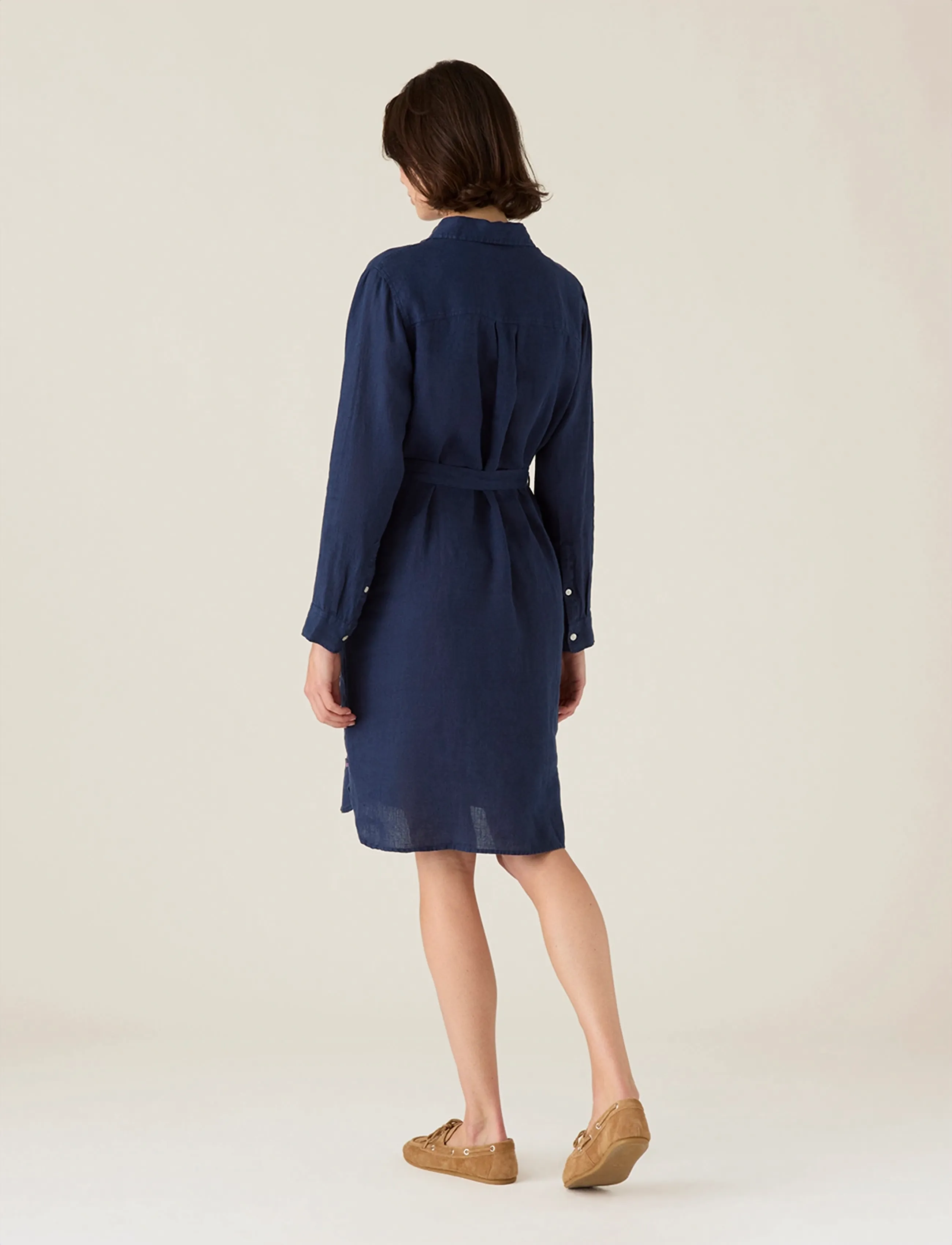 Lexington Clothing - Linen Shirt Dress - skjortekjoler - navy - 2