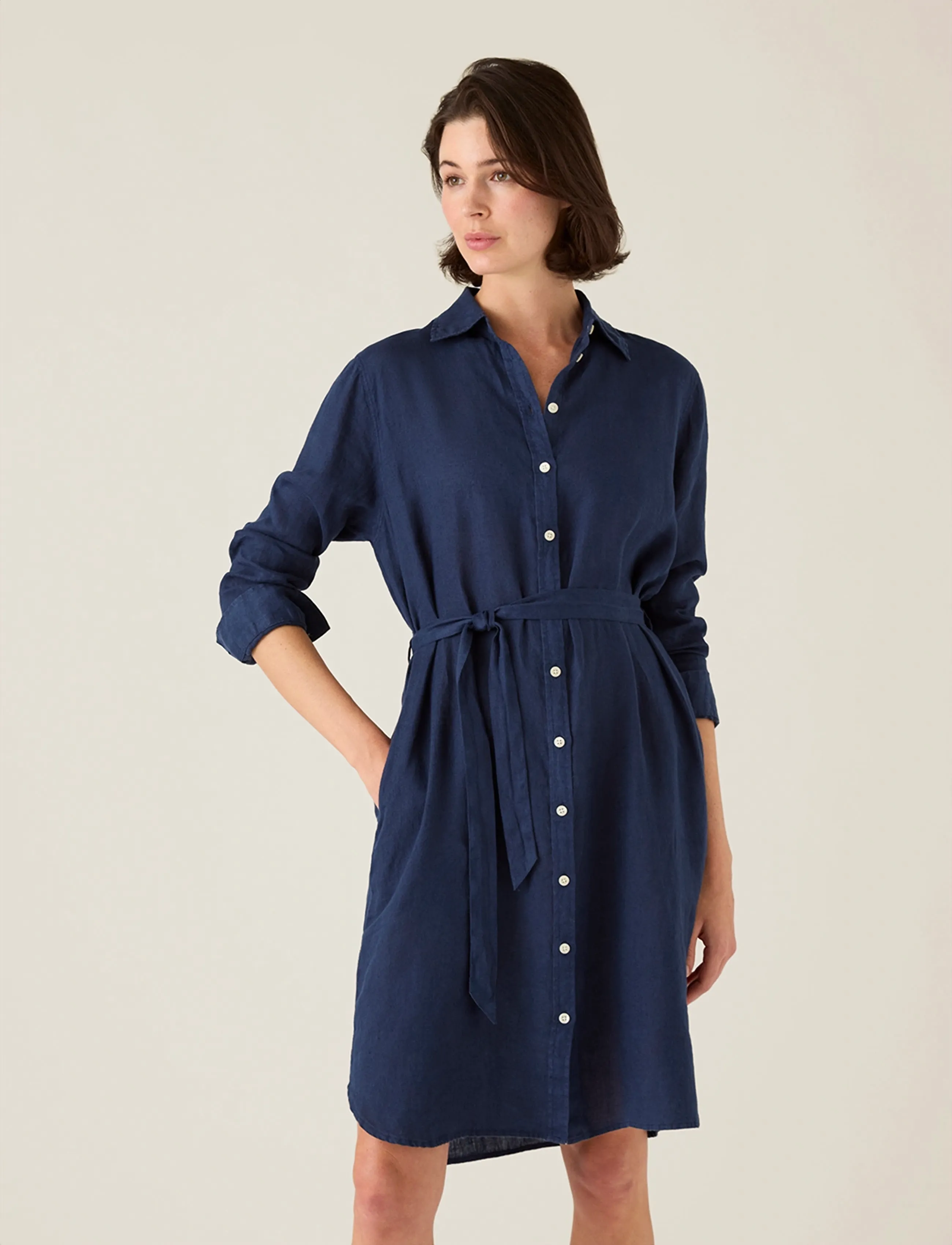 Lexington Clothing - Linen Shirt Dress - skjortekjoler - navy - 3