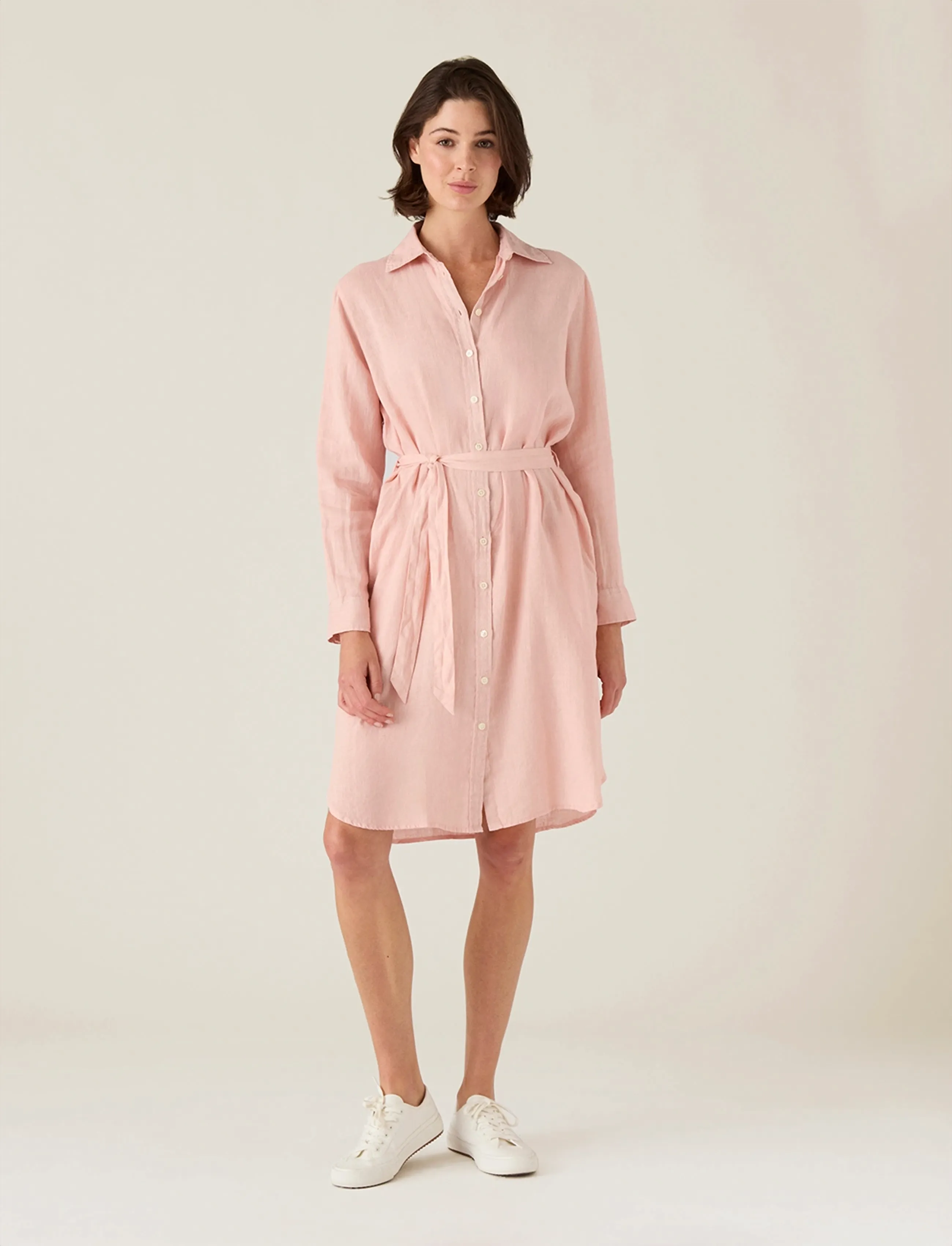 Lexington Clothing Linen Shirt Dress - Lexington Clothing - PINK / pink/rose