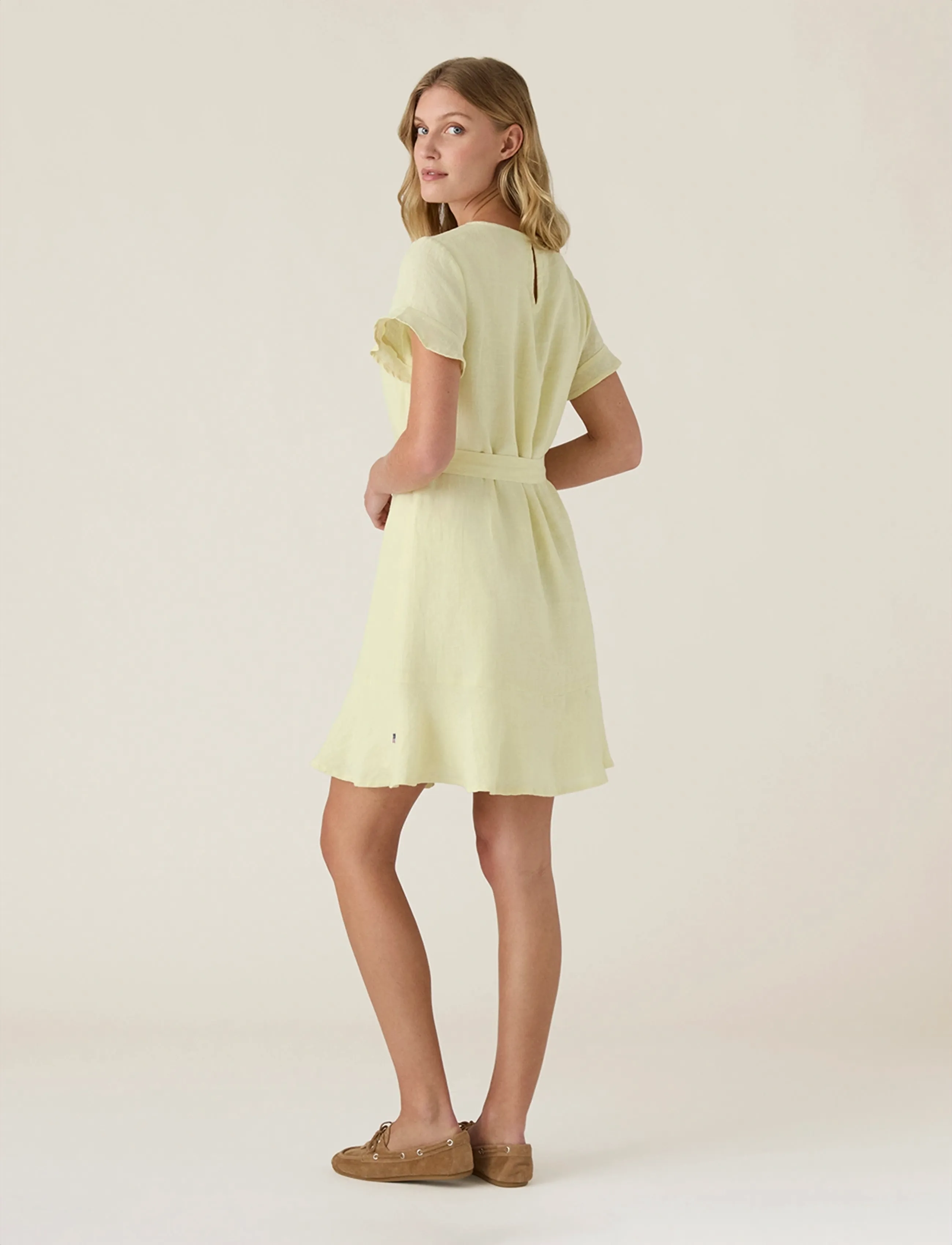 Lexington Clothing - Belted Linen Dress - short dresses - yellow - 2