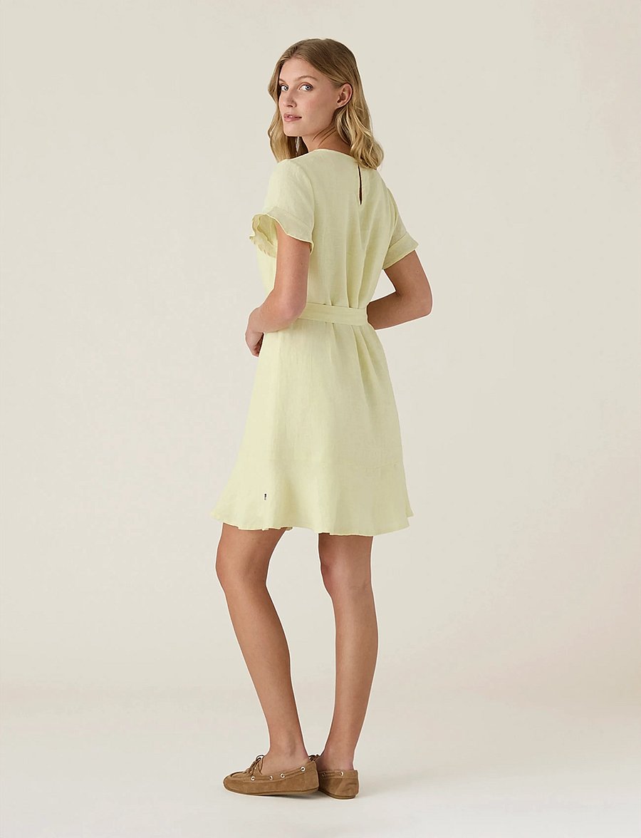 Lexington Clothing - Belted Linen Dress - short dresses - yellow - 2