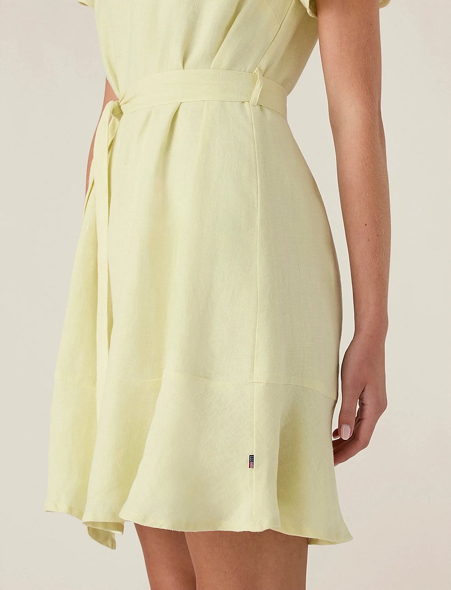 Lexington Clothing - Belted Linen Dress - short dresses - yellow - 3