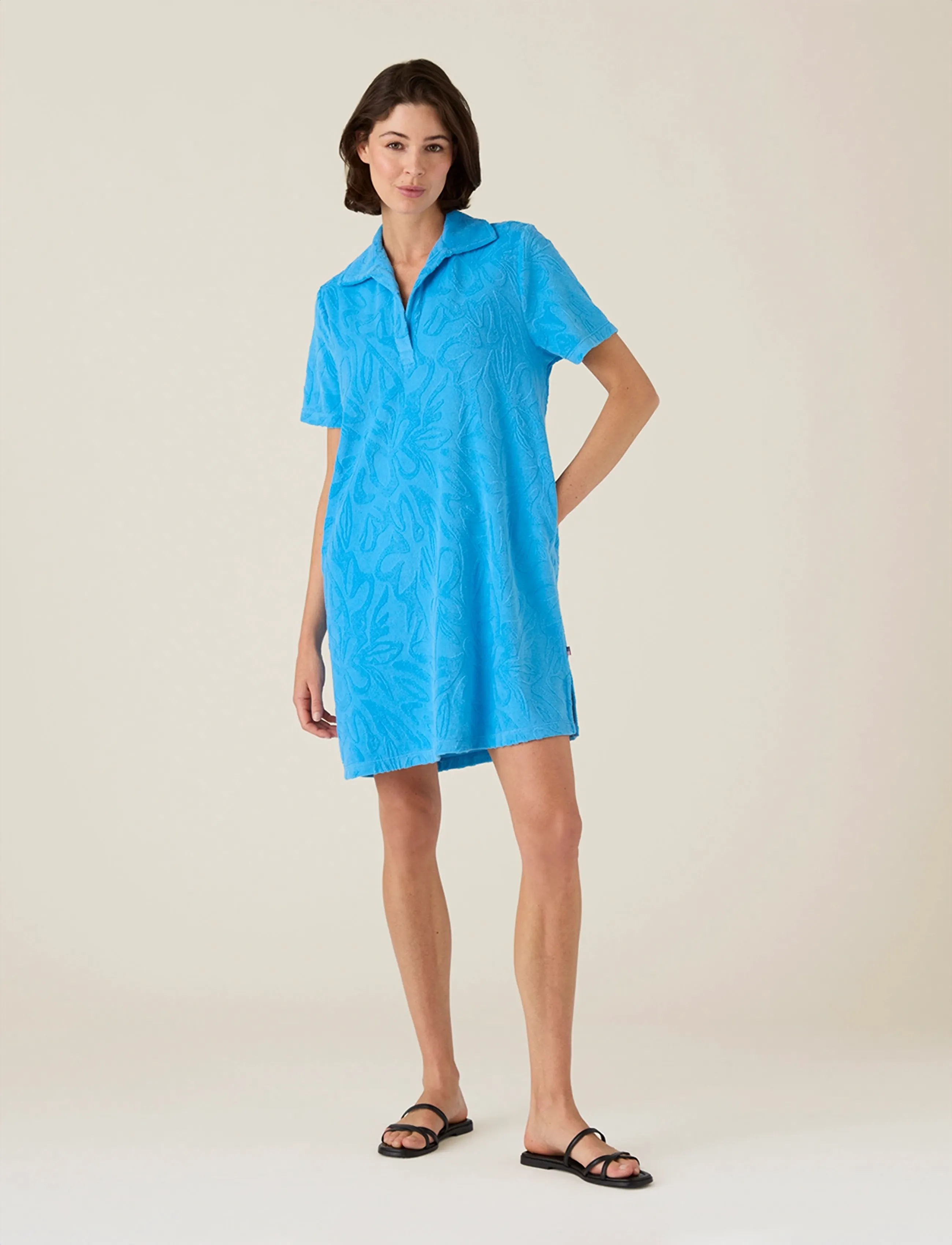 Lexington Clothing Organic Cotton Terry Polo Dress, M, Dresses, Blau - Knee-length & Midi, Frauen