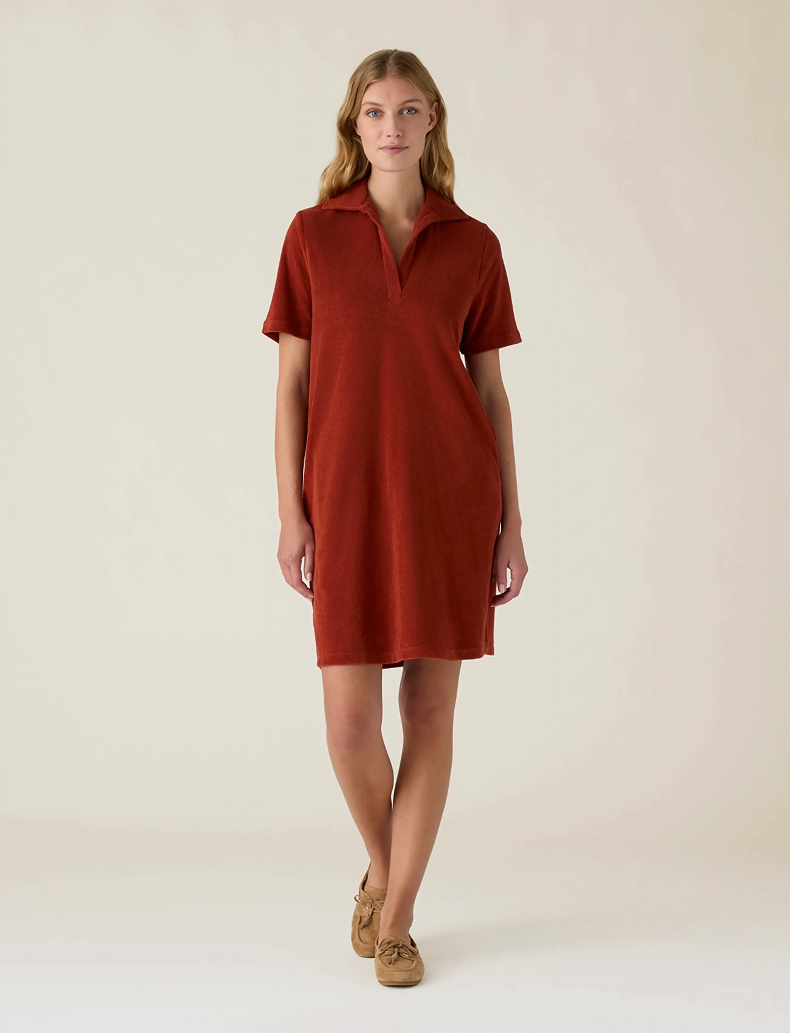 Lexington Clothing Organic Cotton Terry Polo Dress, XL, Dresses, Orange - Knee-length & Midi, Frauen