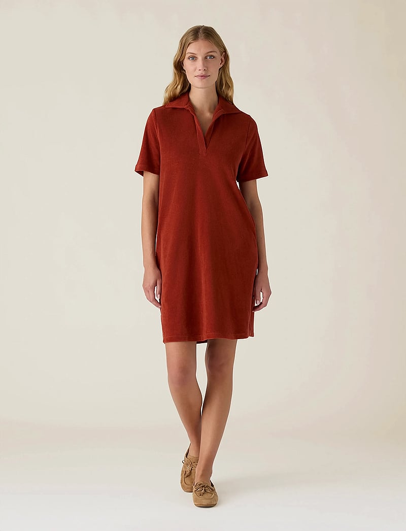 Lexington Clothing - Organic Cotton Terry Polo Dress - shirt dresses - rust - 0