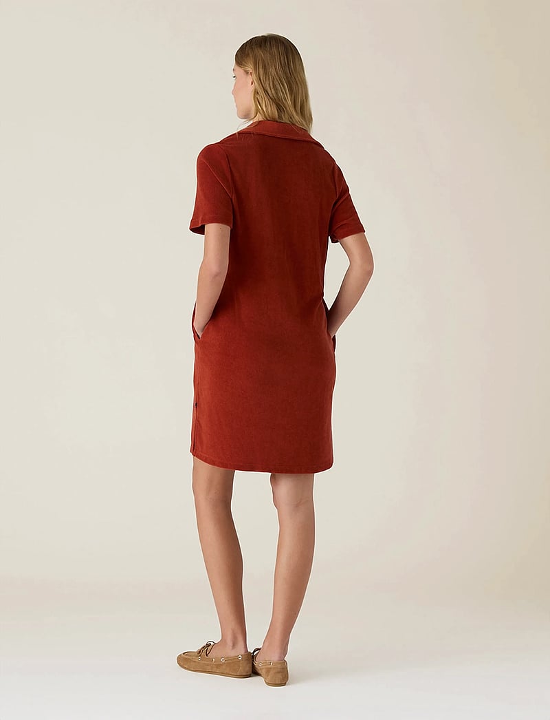 Lexington Clothing - Organic Cotton Terry Polo Dress - shirt dresses - rust - 2
