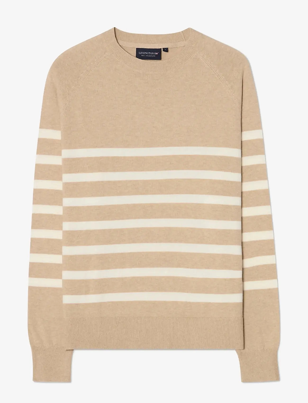 Lexington Clothing - Cashmere Blend Raglan Sweater - kašmiir - beige/white stripe - 0
