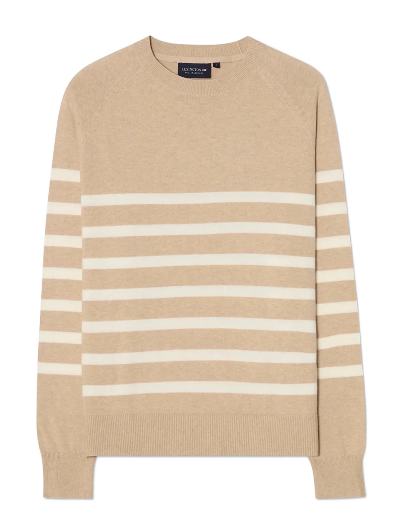 Lexington Clothing Cashmere Blend Raglan Sweater - Lexington Clothing - BEIGE/WHITE STRIPE / beige