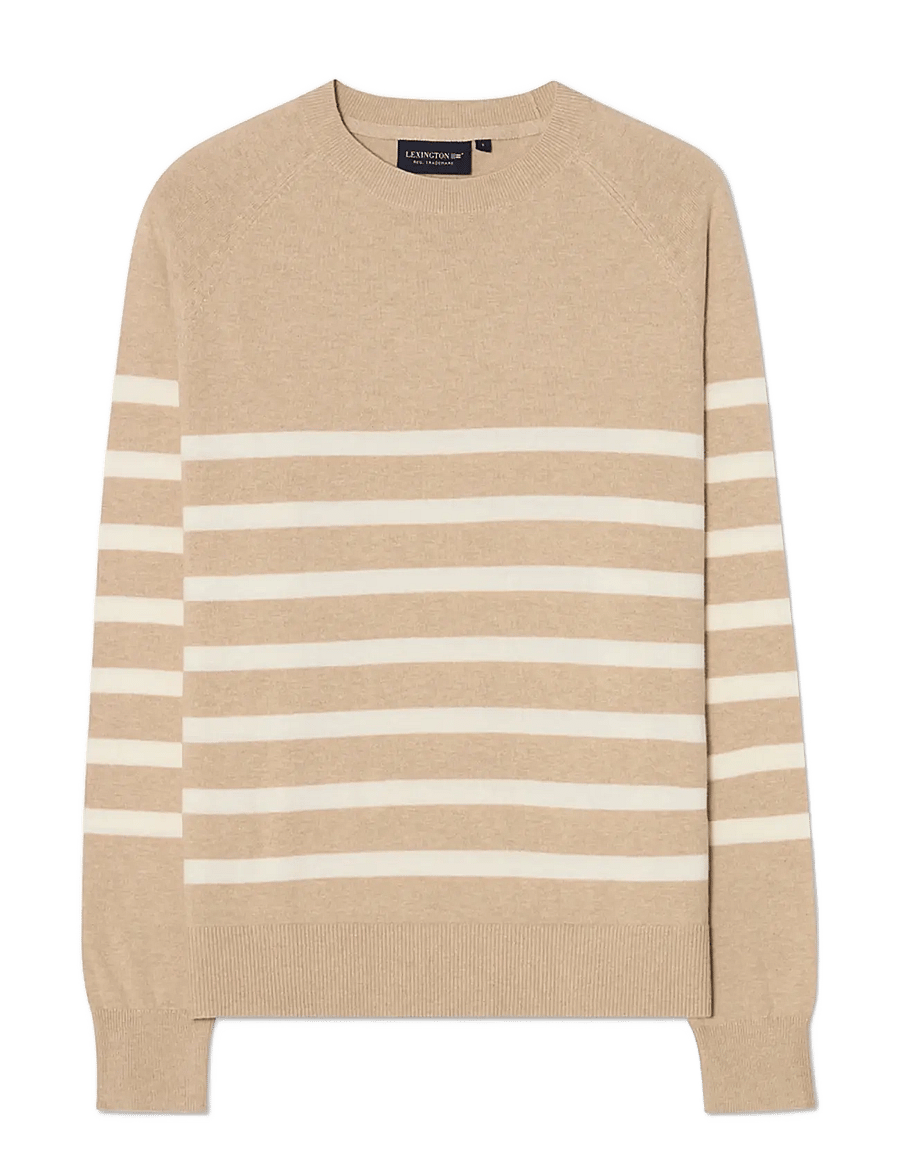 Lexington Clothing - Cashmere Blend Raglan Sweater - cashmere - beige/white stripe - 1