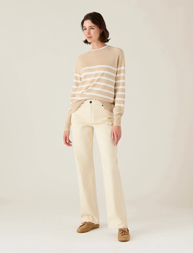 Lexington Clothing - Cashmere Blend Raglan Sweater - cashmere - beige/white stripe - 0