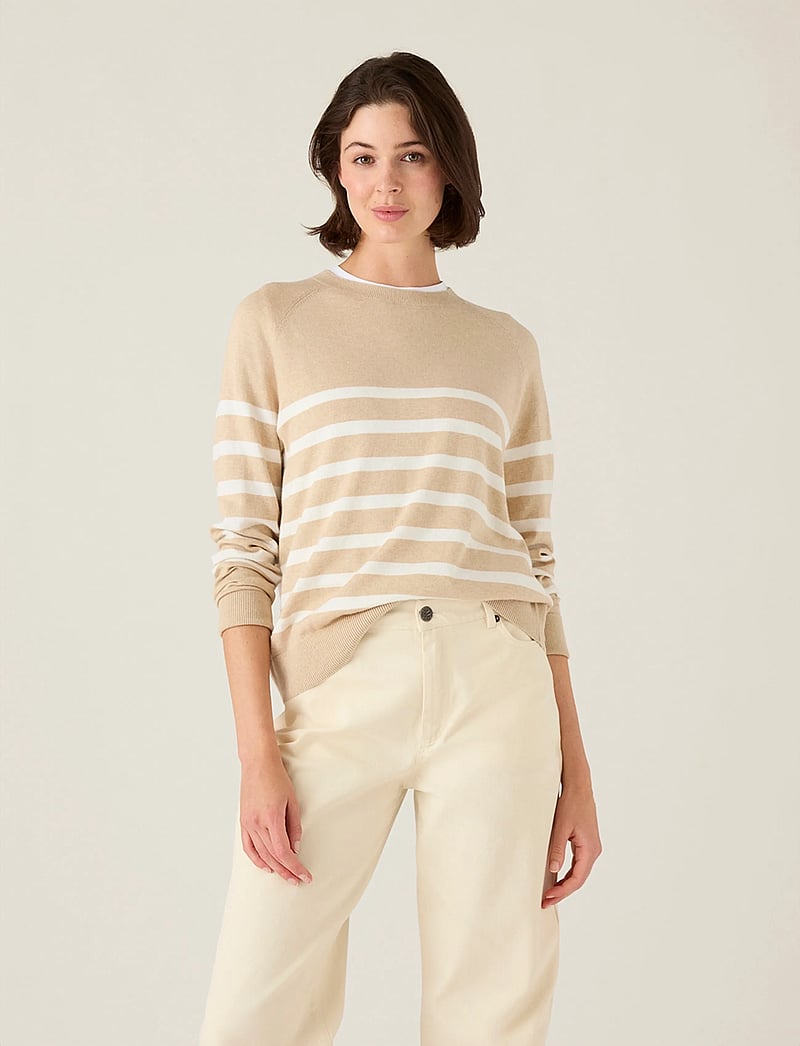 Lexington Clothing - Cashmere Blend Raglan Sweater - cashmere - beige/white stripe - 3