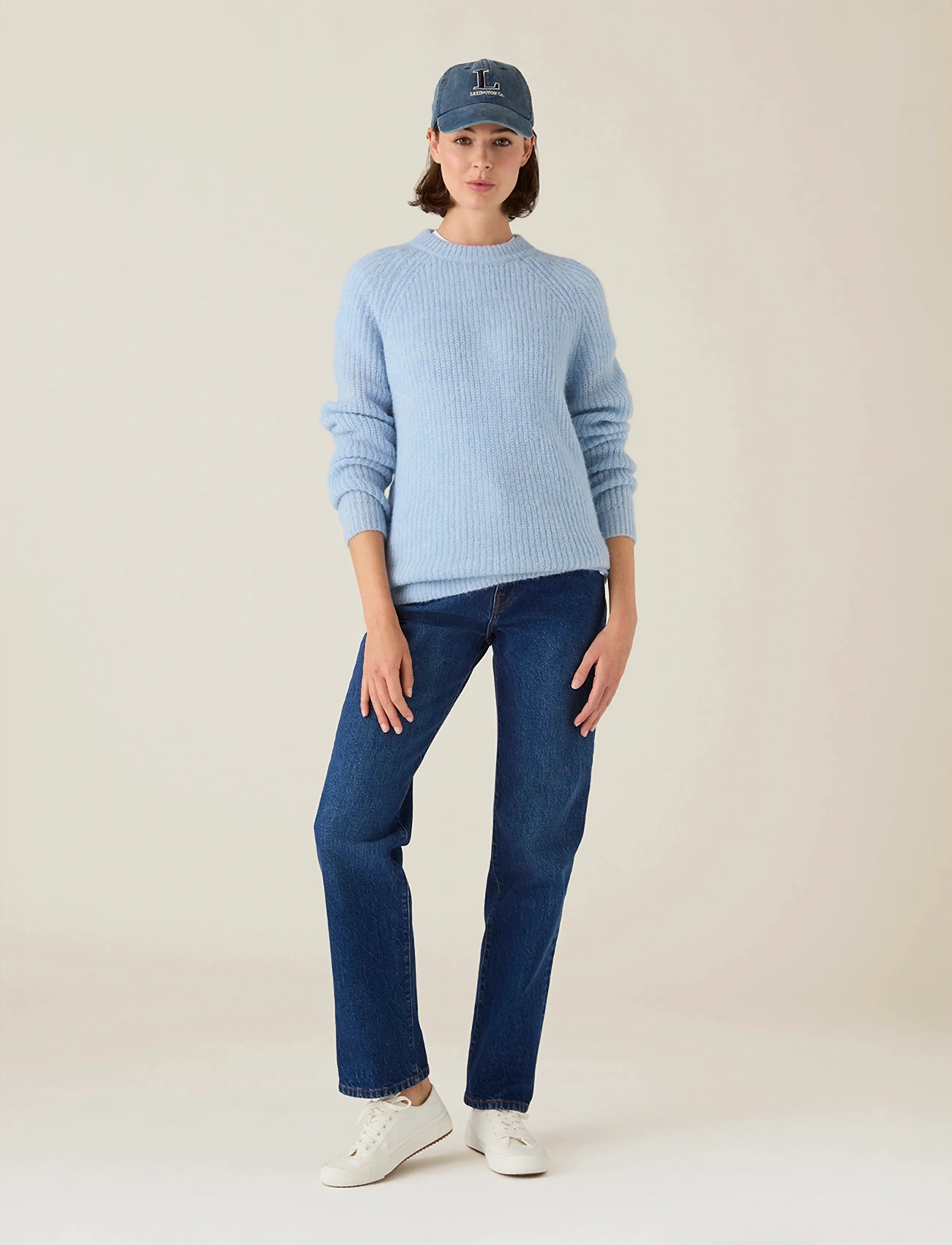 Lexington Clothing Alpaca Blend Raglan Sweater, Kvinder, Raglan Sweater, Blå, Str: XS