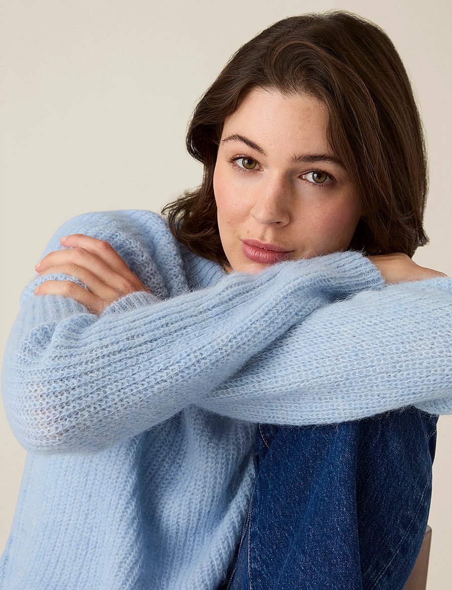Lexington Clothing - Alpaca Blend Raglan Sweater - striktrøjer - light blue - 3