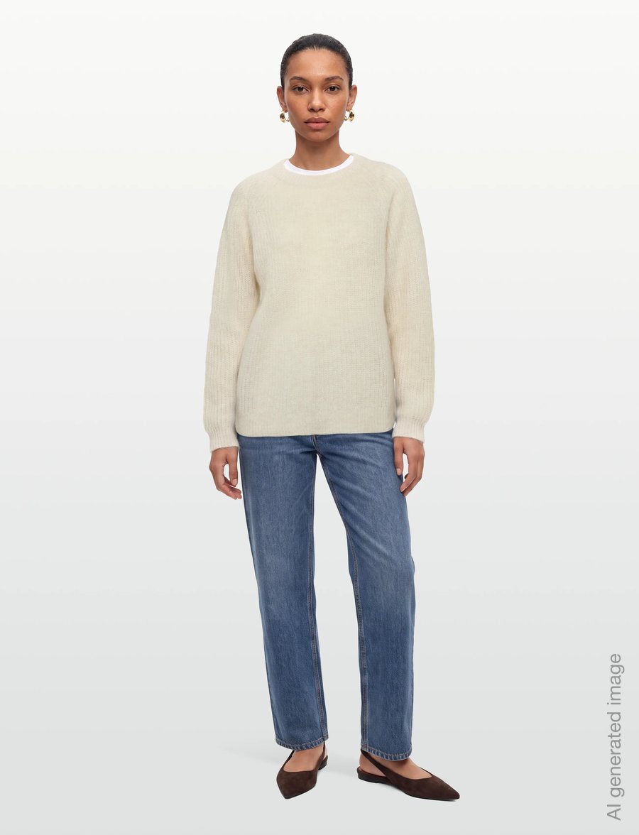 Lexington Clothing - Alpaca Blend Raglan Sweater - stickade tröjor - offwhite melange - 0