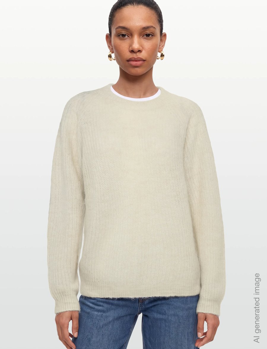 Lexington Clothing - Alpaca Blend Raglan Sweater - stickade tröjor - offwhite melange - 3