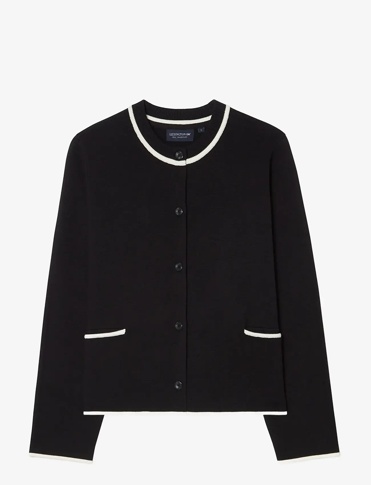 Lexington Clothing Contrast Cotton Cardigan - Kudumid - BLACK / black